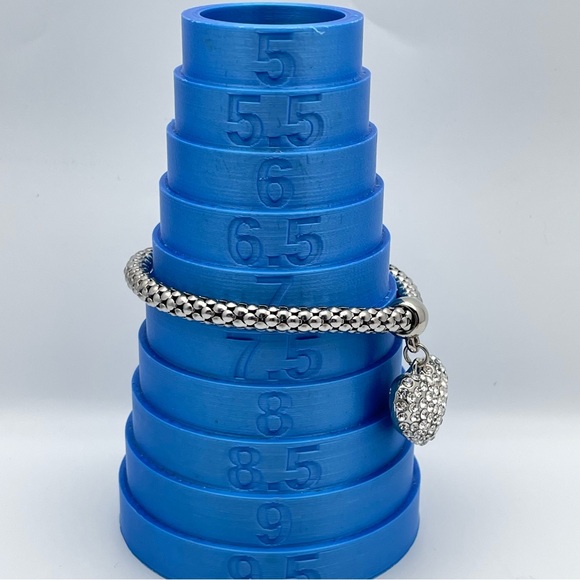 Set of 3 Metallic Mesh Heart Charm Bracelets Gold Silver Rose Gold - Picture 3 of 7